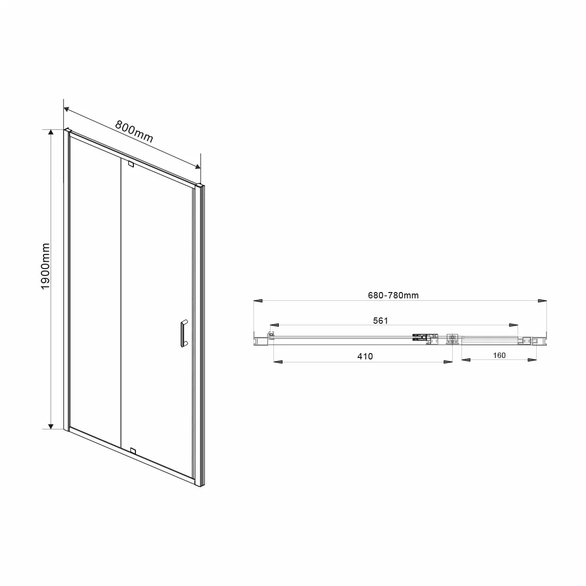 Душевая дверь Vincea Intra VDP-1I7080CL,70/80 см хром, стекло прозрачное - 9 изображение