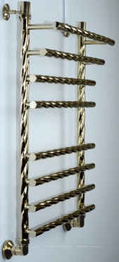 Полотенцесушитель водяной Двин F braid 80/60 1"-3/4"-1/2" 4627166551243, золотой хром - 3 изображение