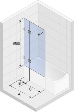 Шторка на ванну Riho VZ Scandic M109 V 1000x1500 L, GX0607201 - 2 изображение