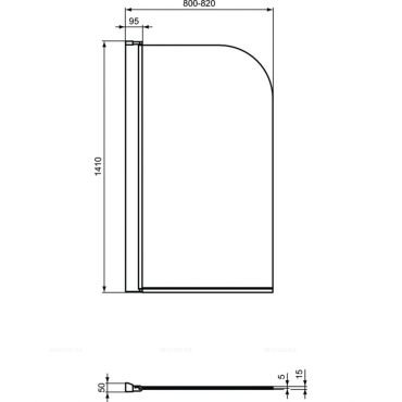 Шторка для ванны 80x140 см для прямоугольной ванны Ideal Standard CONNECT 2 T9924V3 - 4 изображение