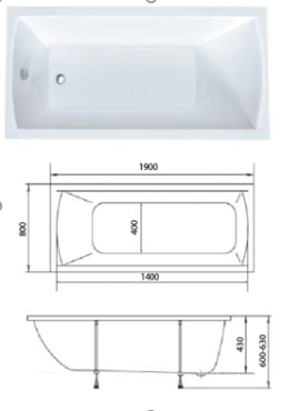 Акриловая ванна 1MarKa Modern MG 190*80 - 3 изображение
