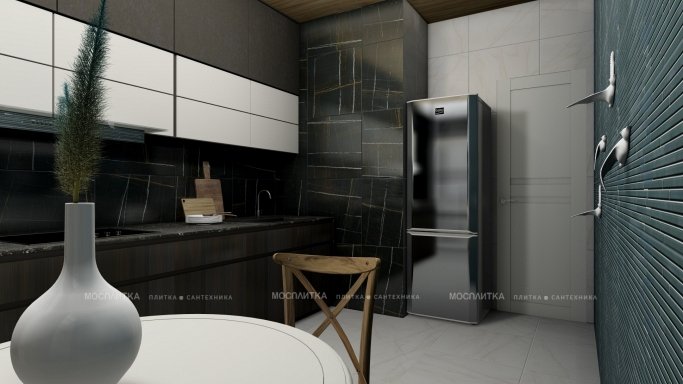 Дизайн Кухня в стиле Эклектика в сером цвете №12833 - 3 изображение