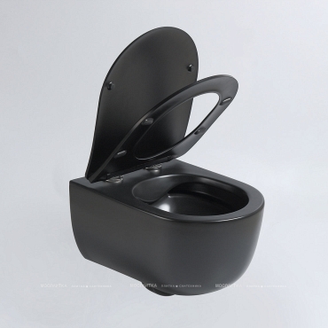 Унитаз подвесной Vincea Evo VT1-34SMB безободковый, черный матовое, ультратонкое soft-close сиденье - 5 изображение
