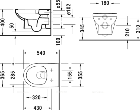 Комплект Duravit DuraStyle Basic Rimless 45620900A1 подвесной унитаз + инсталляция 458.124.21.1 + кнопка - 6 изображение