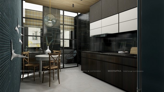 Дизайн Кухня в стиле Эклектика в сером цвете №12833 - 6 изображение