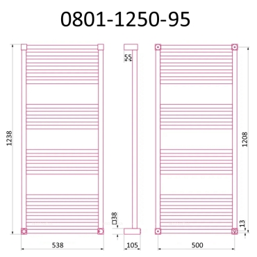 Полотенцесушитель электрический Izgib ЭДР TESORO 1200х500 левый (черный муар) - 2 изображение