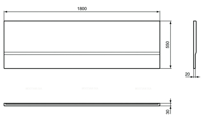 Фронтальная панель Ideal Standard Hotline для ванны 180 см K230101 - 5 изображение