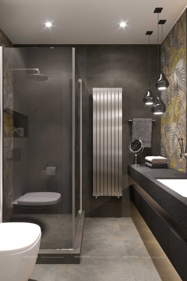 Дизайн Ванная в стиле Арт-деко в черном цвете №12372 - 3 изображение
